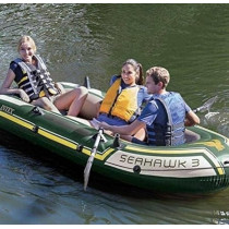 Intex Seahawk Inflatable Boat Set, 3-Person Set With Oars Plus Inflator, 295cm x 137cm, Green