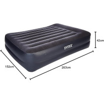 Intex Airbed Inflatable Double Mattress With Bulit in Electric Pump,152 x 203 x 42 cm, 64124, Black, 64124
