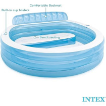 Intex Inflatable Family Lounge Pool, Multi-Colour, 88 x 85 x 30 Inch, 57190EP