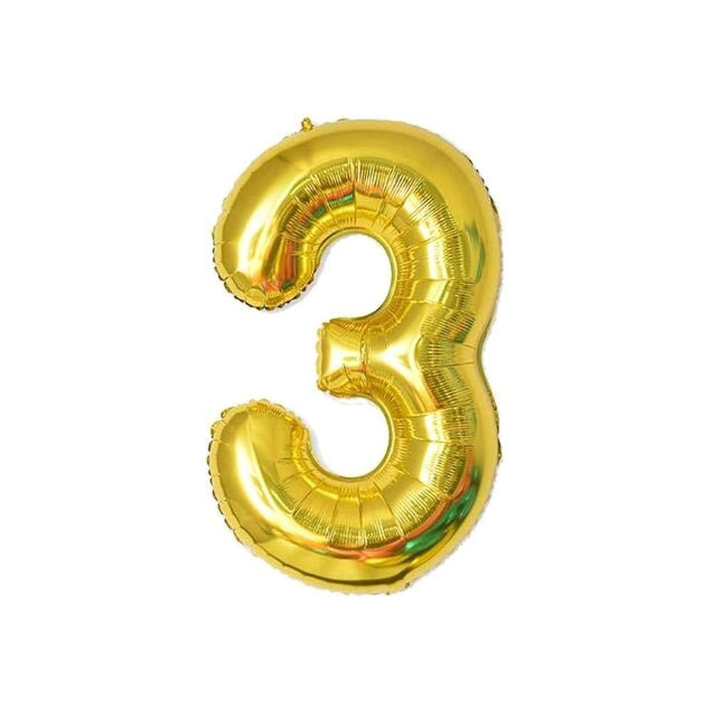INS Number 3 Balloon Glittering Golden Color Grand Size For Special Occasions and Birthday Wedding Anniversary Decoration Reusable, 40 Inch