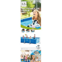 Intex Rectangular Frame Pool Set, 4.5 m x 2.2 m x 0.84 m, Blue
