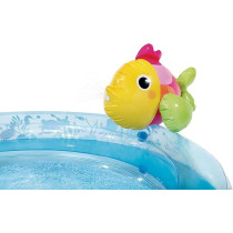 Intex Under The Sea Inflatable Kiddie Pool Inflatable Kids Pool with Water Sprayer and Slide Splash Pad, 122 x 76 x 28, Ages 3+, Blue