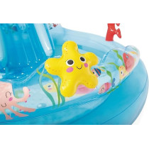 Intex Under The Sea Inflatable Kiddie Pool Inflatable Kids Pool with Water Sprayer and Slide Splash Pad, 122 x 76 x 28, Ages 3+, Blue