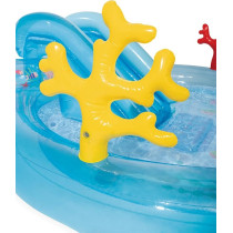 Intex Under The Sea Inflatable Kiddie Pool Inflatable Kids Pool with Water Sprayer and Slide Splash Pad, 122 x 76 x 28, Ages 3+, Blue