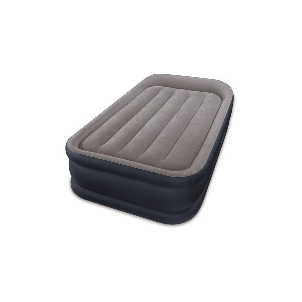 Intex Pillow Rest Adult Twin Deluxe W/Fiber Tech Bip Airbed, Top Grey/Blue, 99 x 191 x 42 cm