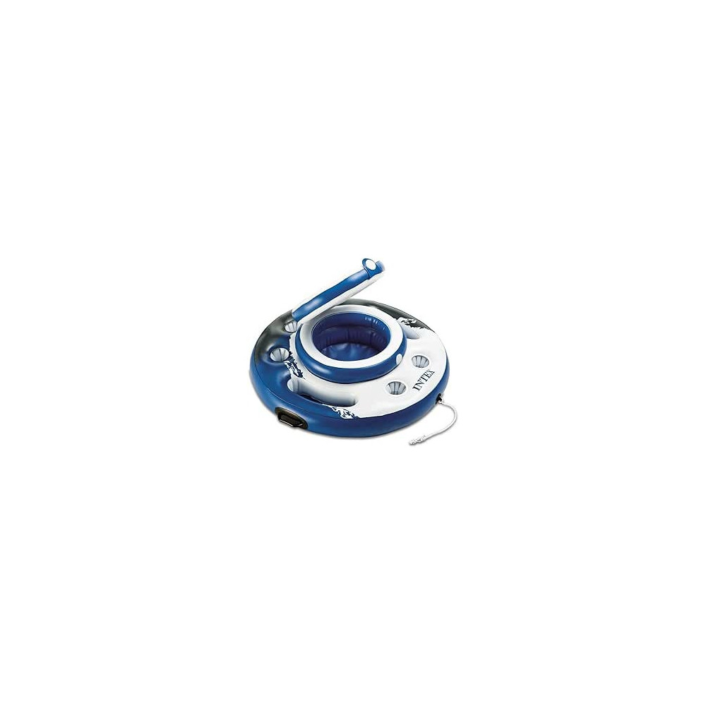 Intex Mega Chill, Inflatable Floating Cooler, 35 Diameter, White/Blue