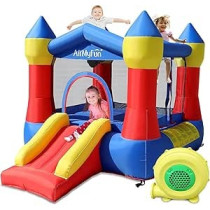 AirMyFun Toddler Bounce House with Blower For Kids 3-8, Inflatable Bouncy Jumping Castle With Slide, Indoor/Outdoor Jump Bouncer House, 82011A, Blue/Red