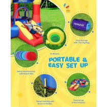 AirMyFun Toddler Bounce House with Blower For Kids 3-8, Inflatable Bouncy Jumping Castle With Slide, Indoor/Outdoor Jump Bouncer House, 82011A, Blue/Red