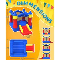 AirMyFun Toddler Bounce House with Blower For Kids 3-8, Inflatable Bouncy Jumping Castle With Slide, Indoor/Outdoor Jump Bouncer House, 82011A, Blue/Red