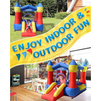 AirMyFun Toddler Bounce House with Blower For Kids 3-8, Inflatable Bouncy Jumping Castle With Slide, Indoor/Outdoor Jump Bouncer House, 82011A, Blue/Red