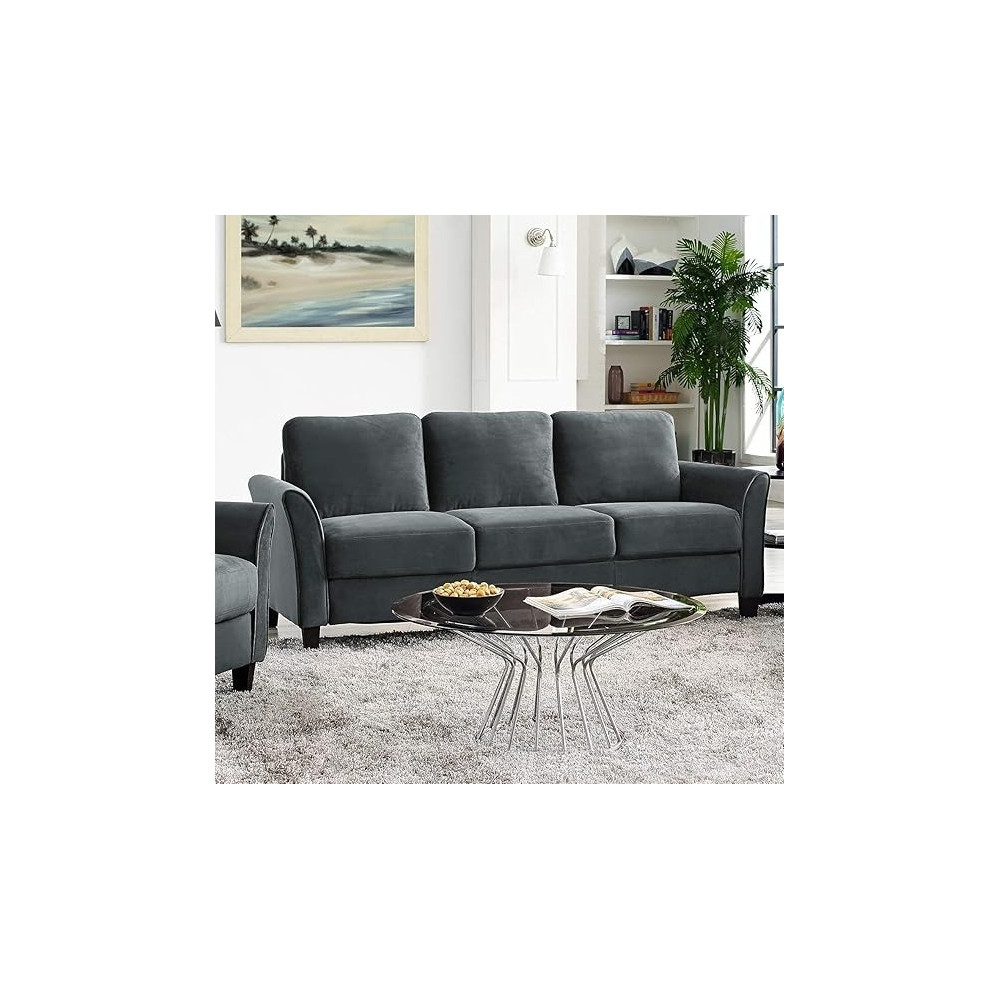Ripple Furniture Modern Designn Charcoal Grey Sofa Set, 3-Seater, Plush Cushions, Solid Wood Frame, Grey