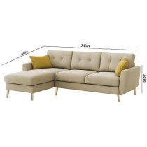 Raj Furniture Royal Azure Elegance 4 Seater L-Shaped Living Room Sofa in Plush Velvet Fabric, Cream Fabric