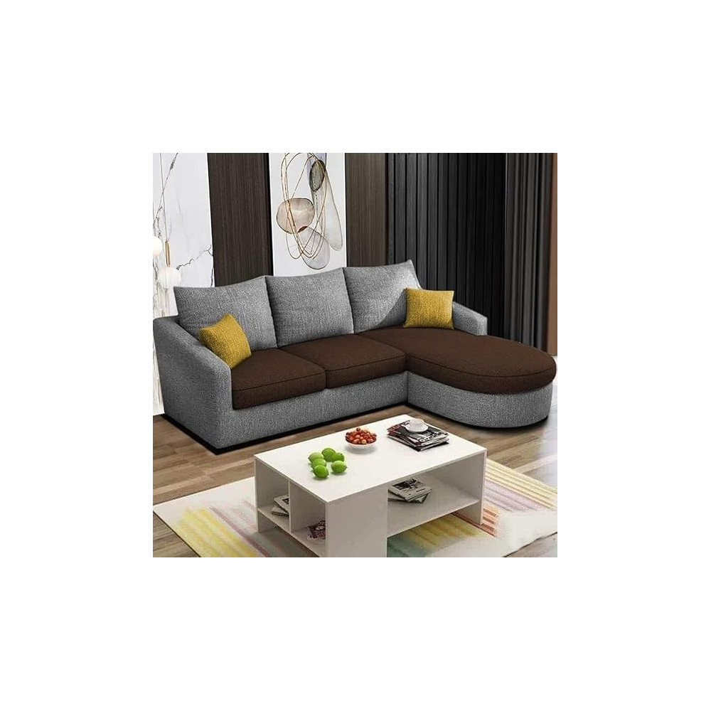 Raj Furniture EleganceEdge 4-Seater Sofa Set for Living Room, Brown Grey