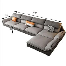 Raj Furniture Nordic Style Modern Luxury Leather Living Room Couch, Brown & Beige