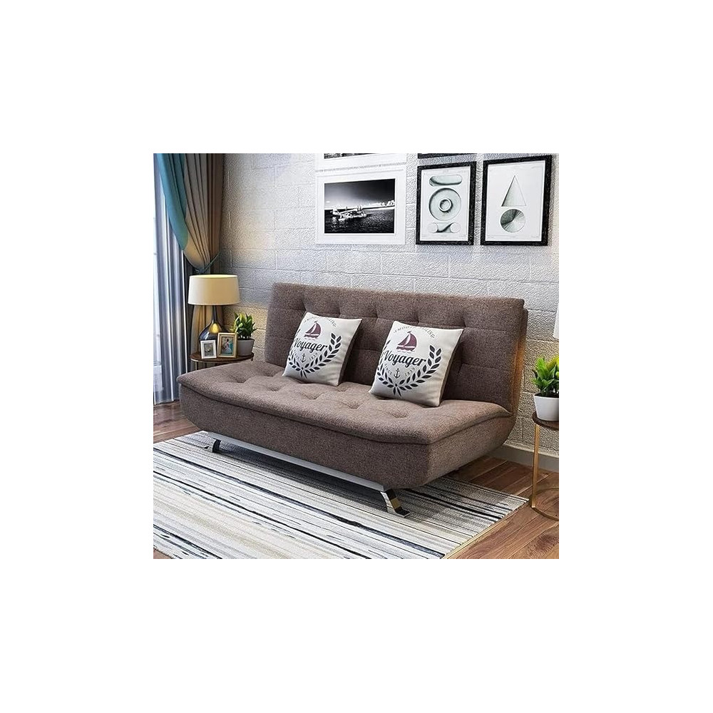 Raj Furniture Fabric Multifunction Folding Sofa Cum Bed, Brown