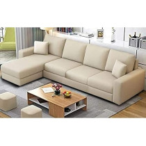 Raj Furniture 6 Seater L Shape Corner Sofa Set For Living Room, Cream