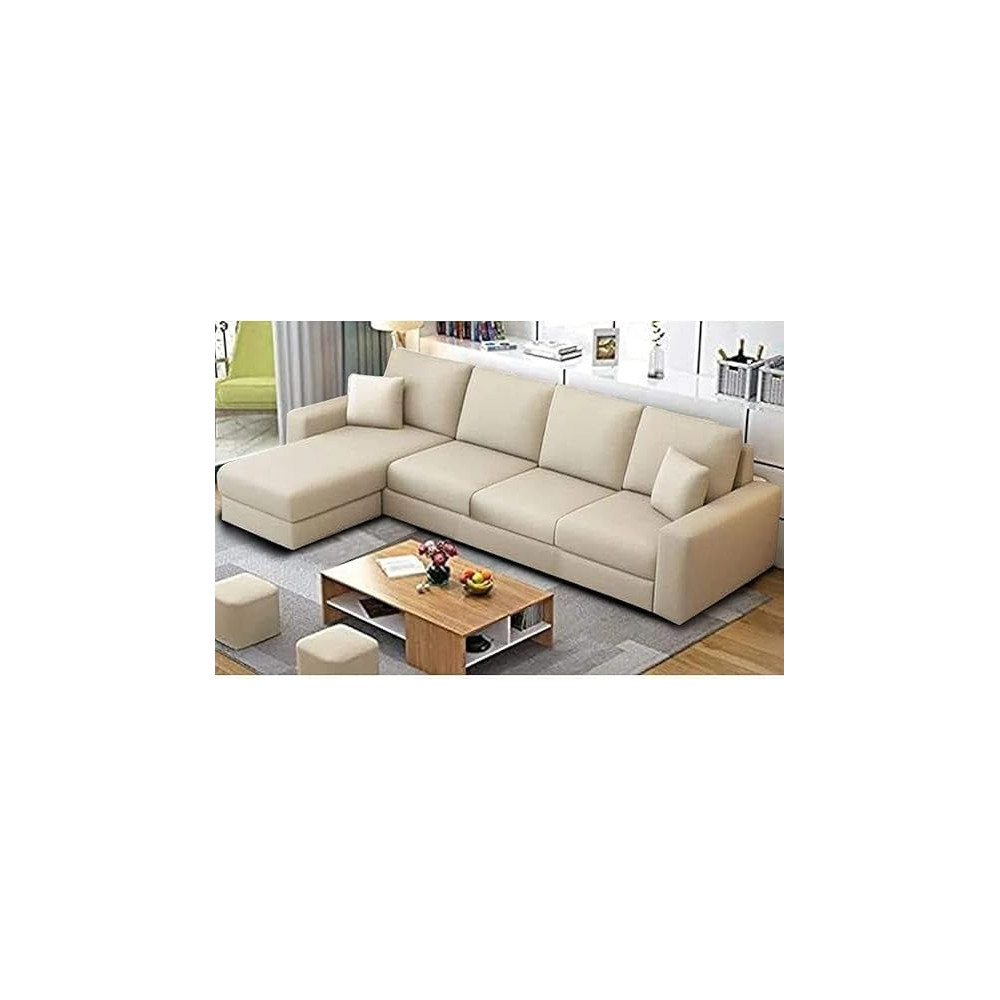 Raj Furniture 6 Seater L Shape Corner Sofa Set For Living Room, Cream