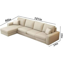 Raj Furniture 6 Seater L Shape Corner Sofa Set For Living Room, Cream
