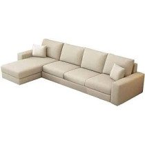 Raj Furniture 6 Seater L Shape Corner Sofa Set For Living Room, Cream