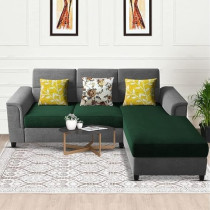 Raj Furniture Elegant 4 Seater L Shape Sofa Set for Living Room, Green Grey