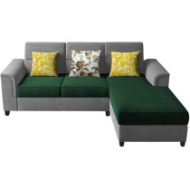 Raj Furniture Elegant 4 Seater L Shape Sofa Set for Living Room, Green Grey