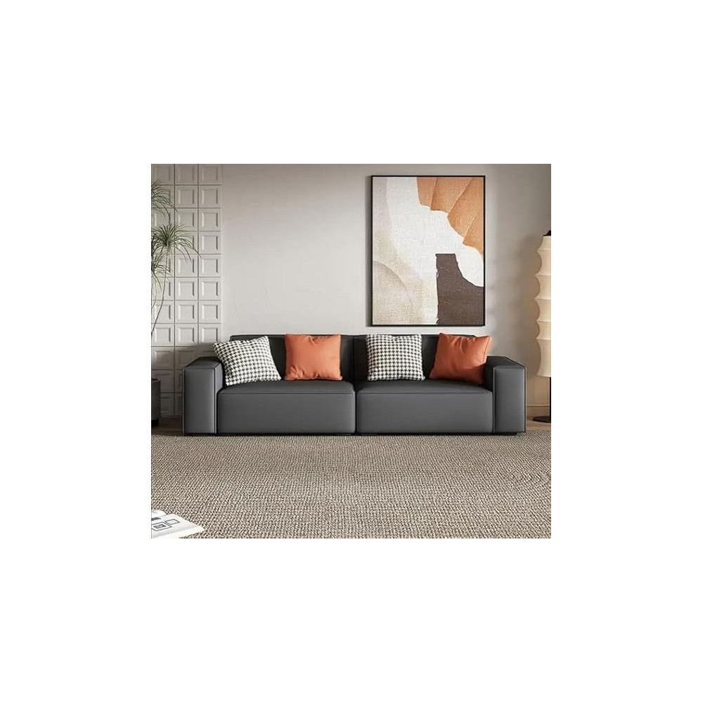 Raj Furniture Italian Minimalist Type Square Sofa set Furniture for Living Room Sofa, Black