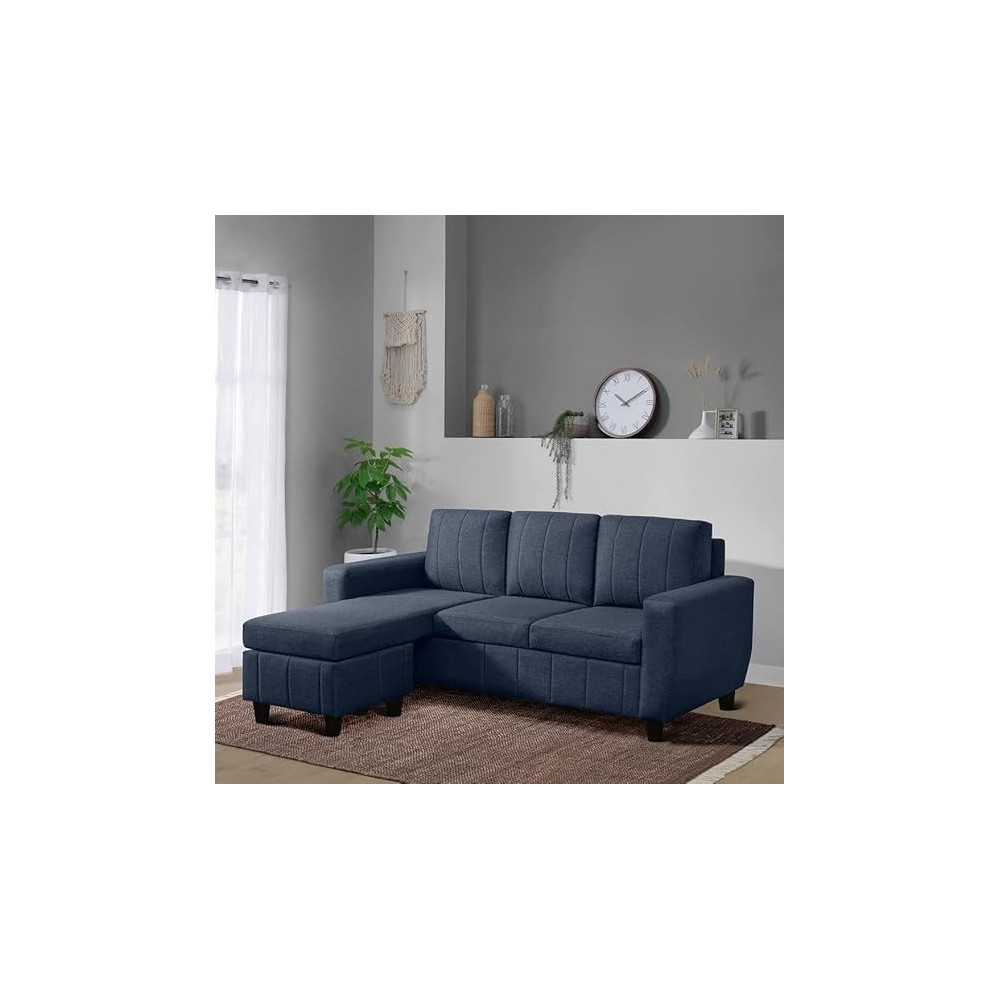 Raj Furniture Modern Fabric Sofa (Interchangeable Sectional Sofa, Ocean Blue)