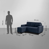 Raj Furniture Modern Fabric Sofa (Interchangeable Sectional Sofa, Ocean Blue)