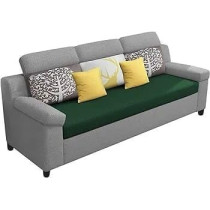 Raj Furniture Luxury 3 Seater Sofa For Living Room In Premium Fabric, Green Grey