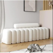 Ripple Furniture Modern Bench Round Back Ottoman, White
