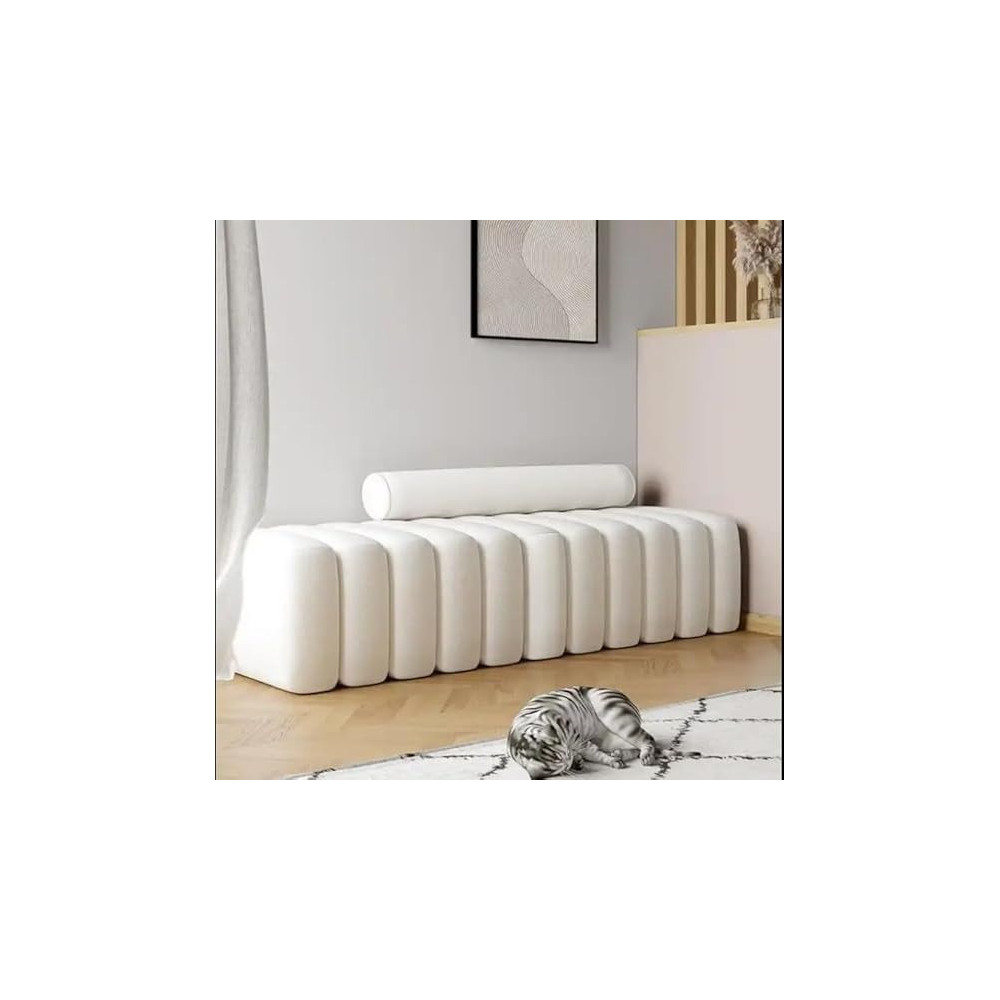 Ripple Furniture Modern Bench Round Back Ottoman, White