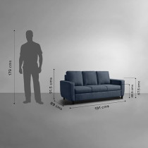 Raj Furniture Modern Fabric Sofa, 3+2+1 Seater, Ocean Blue
