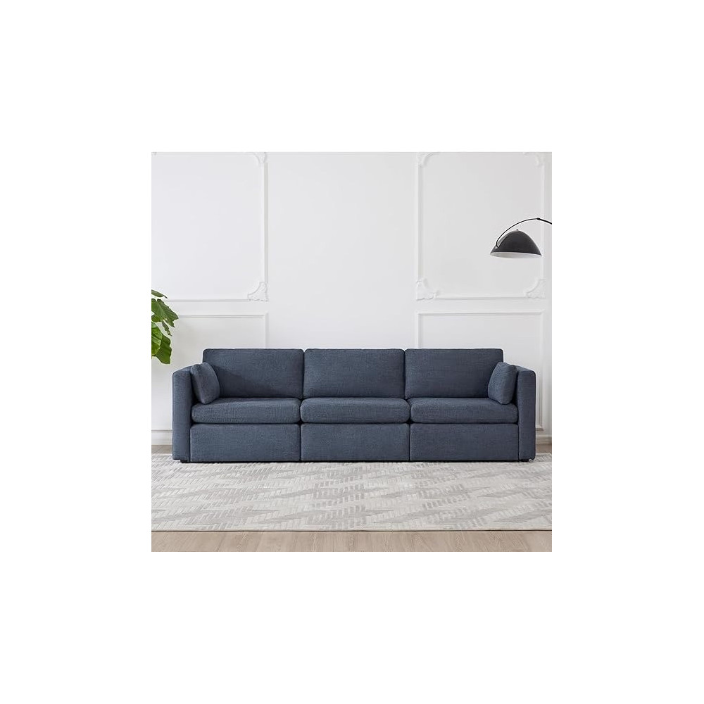 Ripple Furniture Mordern Designn New Elegant Three-Seater Sofa, Blue