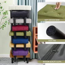 Raj Furniture Small Footstool Ottoman, Velvet Soft Footrest Ottoman with Wood Legs, Sofa Footrest Extra Seating For Living Room Entryway Office, Green