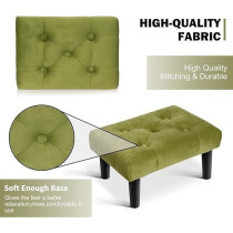 Raj Furniture Small Footstool Ottoman, Velvet Soft Footrest Ottoman with Wood Legs, Sofa Footrest Extra Seating For Living Room Entryway Office, Green