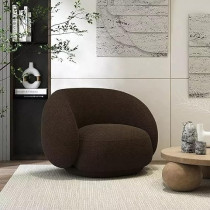 Ripple Furniture Modern Minimalist Design Floor Sofa Lamb Wool High Back Armrest Single Sofa Chair Living Room Furniture, Brown