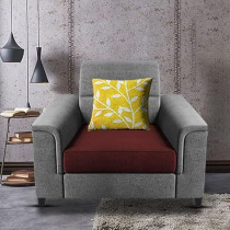 Raj Furniture Single Seater Sofa for Living Room, Maroon Grey