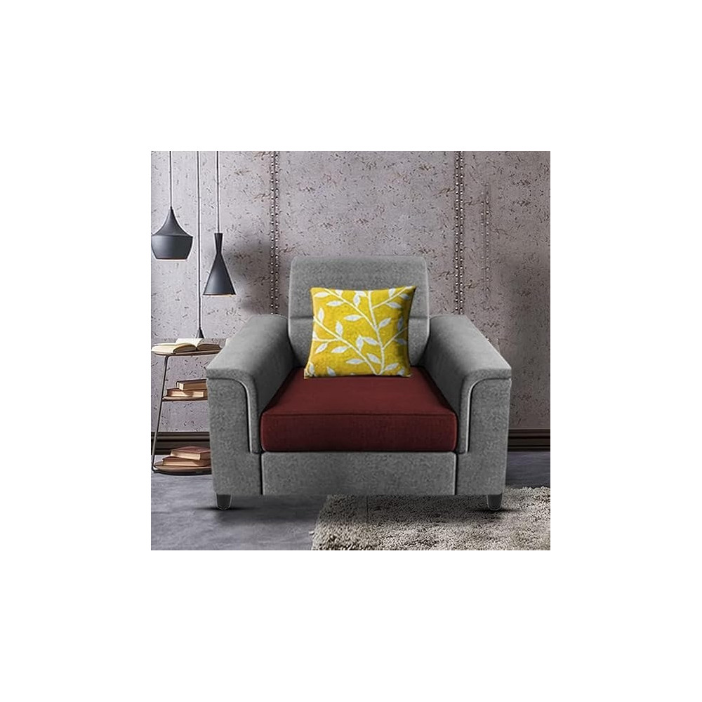 Raj Furniture Single Seater Sofa for Living Room, Maroon Grey