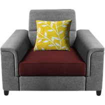 Raj Furniture Single Seater Sofa for Living Room, Maroon Grey