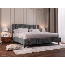 Ripple Furniture Modern Design Velvet Upholstered King Size Bed Frame With Headboard With Mattress, Grey