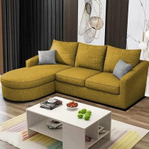 Raj Furniture EleganceEdge 4-Seater Sofa Set For Living Room (LHS), Yellow