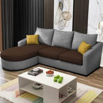 Raj Furniture EleganceEdge 4-Seater Sofa Set for Living Room (LHS), Brown Grey