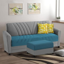 Ripple Furniture Elegance Essence 3 Seater Sofa Set with Ottoman, Turquise Grey
