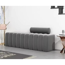 Ripple Furniture Modern Bench Round Back Ottoman, Grey
