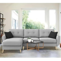 Raj Furniture Royal Azure Elegance 4 Seater L-Shaped Living Room Sofa in Plush Velvet Fabric, LHS, Grey Fabric