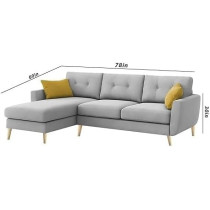 Raj Furniture Royal Azure Elegance 4 Seater L-Shaped Living Room Sofa in Plush Velvet Fabric, LHS, Grey Fabric