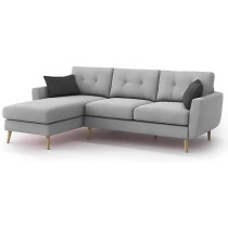 Raj Furniture Royal Azure Elegance 4 Seater L-Shaped Living Room Sofa in Plush Velvet Fabric, LHS, Grey Fabric