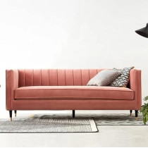 Ripple Furniture New Modern Style Living Room Sofa Set Furniture Upholstered Sofa 3 Seater, Pink