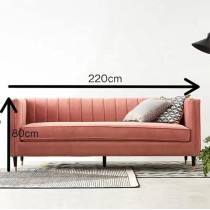 Ripple Furniture New Modern Style Living Room Sofa Set Furniture Upholstered Sofa 3 Seater, Pink