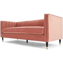 Ripple Furniture New Modern Style Living Room Sofa Set Furniture Upholstered Sofa 3 Seater, Pink